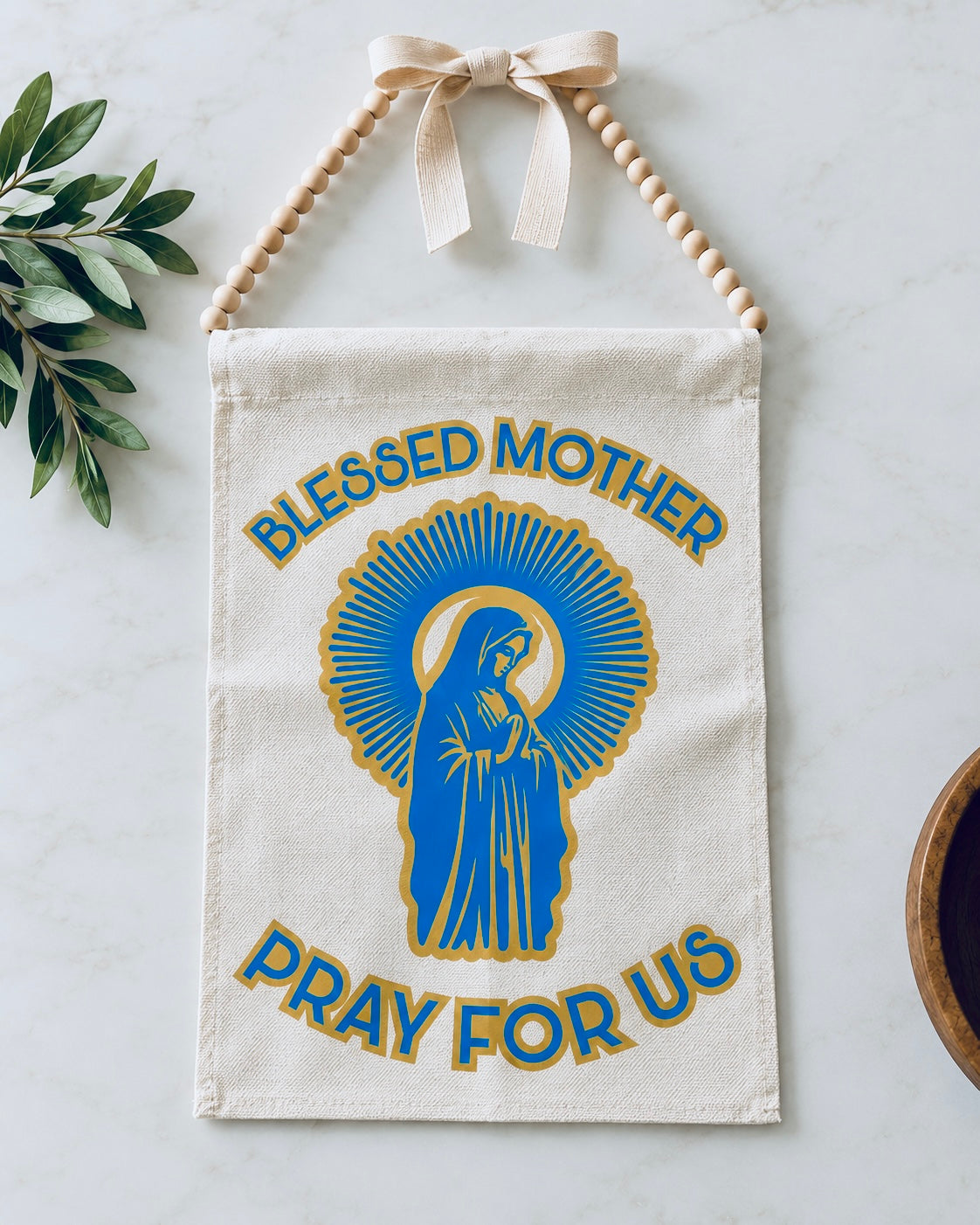 Burlap Garden Flag - Blessed Mother Pray for Us