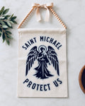 Burlap Garden Flag - St. Michael Protect Us