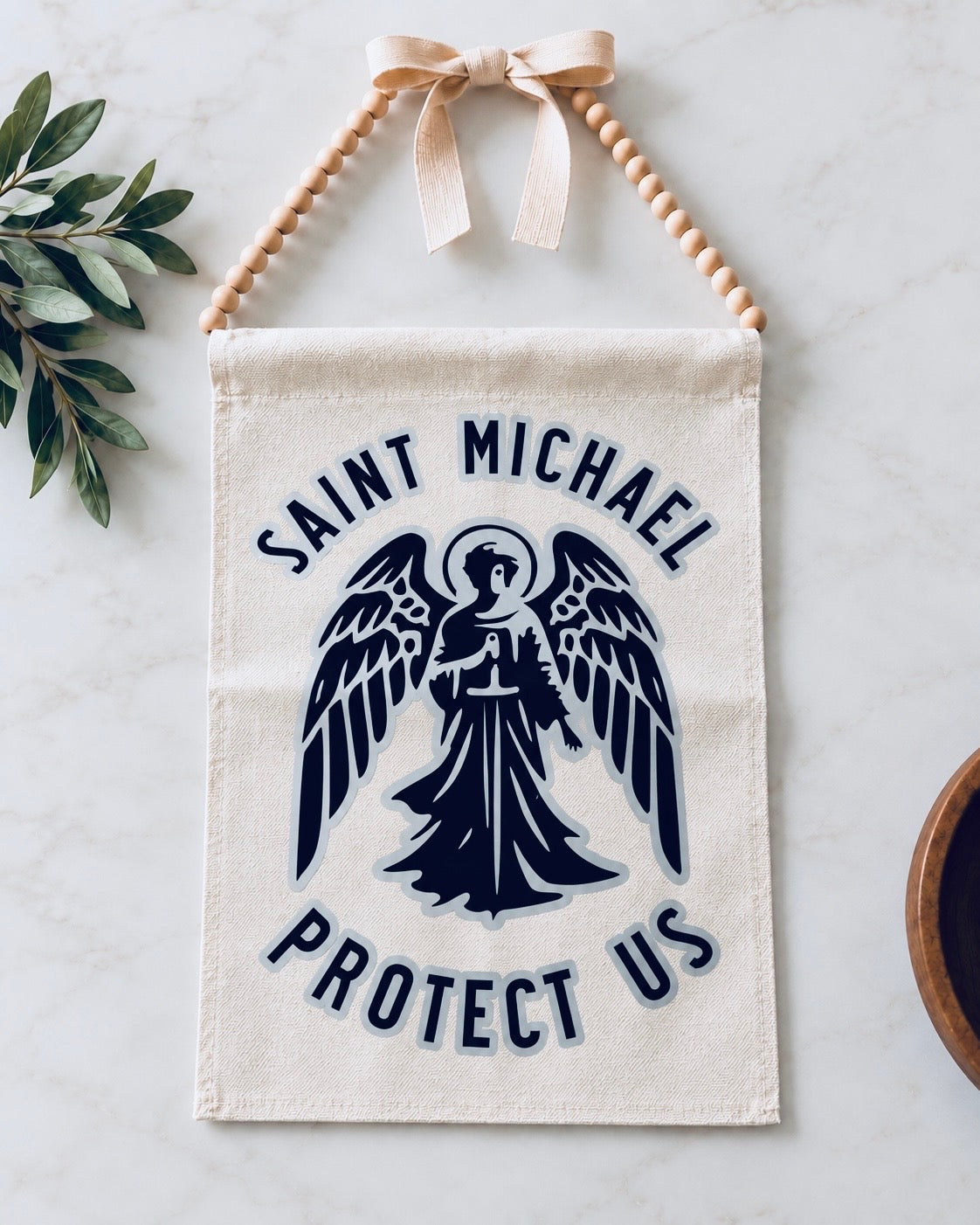 Burlap Garden Flag - St. Michael Protect Us